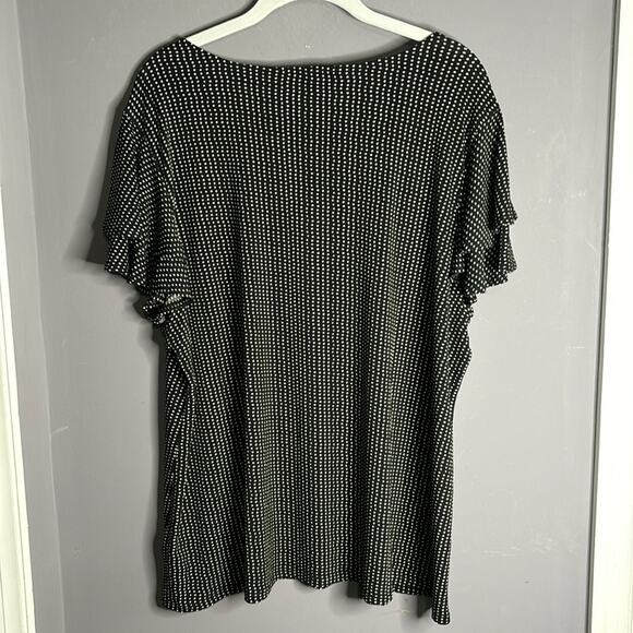 Adrianna Papell Black and White Polka Dot Flutter Sleeve Blouse Size 2X - Picture 6 of 9